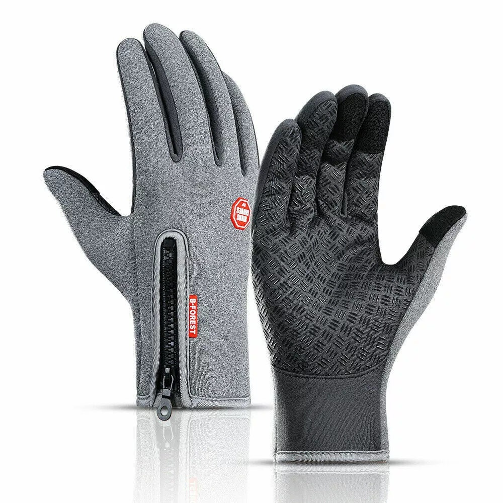 Thermohandschuhe Winddicht mit Touchscreen-Funktion, Silikongriff, Reißverschluss, Unisex