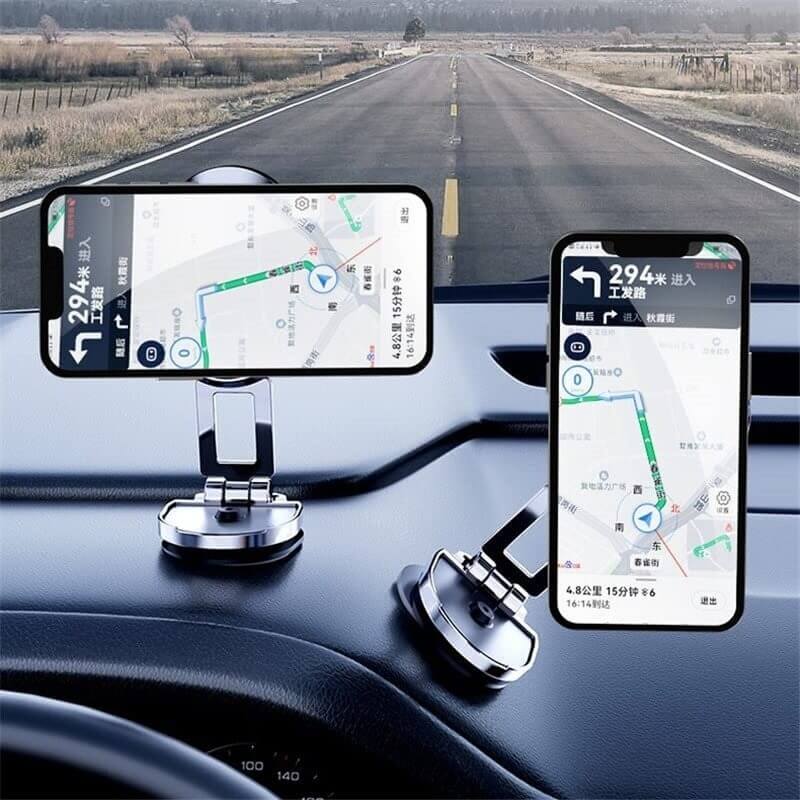 Foldable Magnetic Aluminum Car Phone Holder with 360° Rotation and Strong Grip, 2-Pack