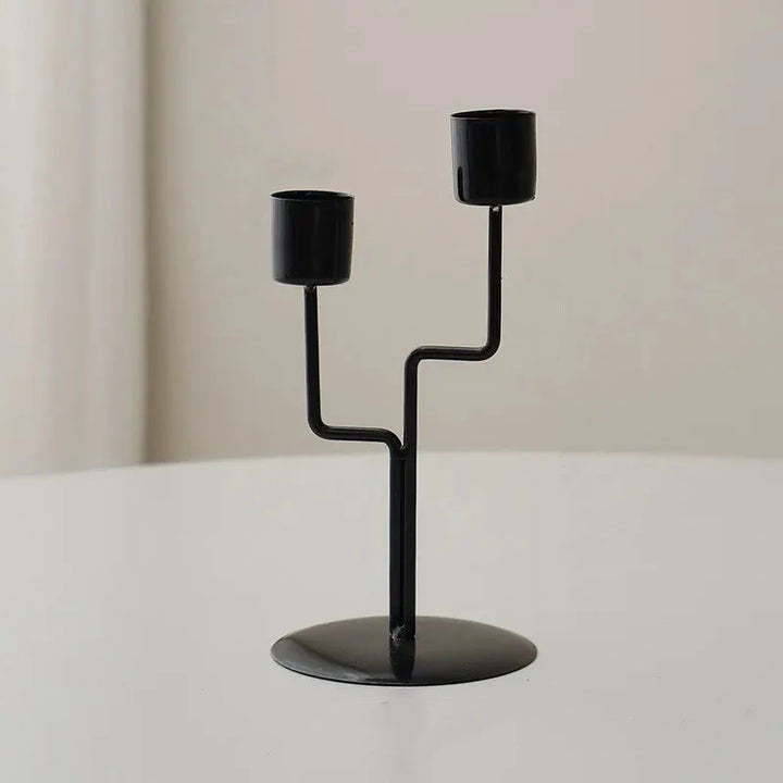 Metal Candlestick in Nordic Design Curved Stem Gold for Taper Candles Table and Shelf Decoration 15.5 cm (6.1 in)