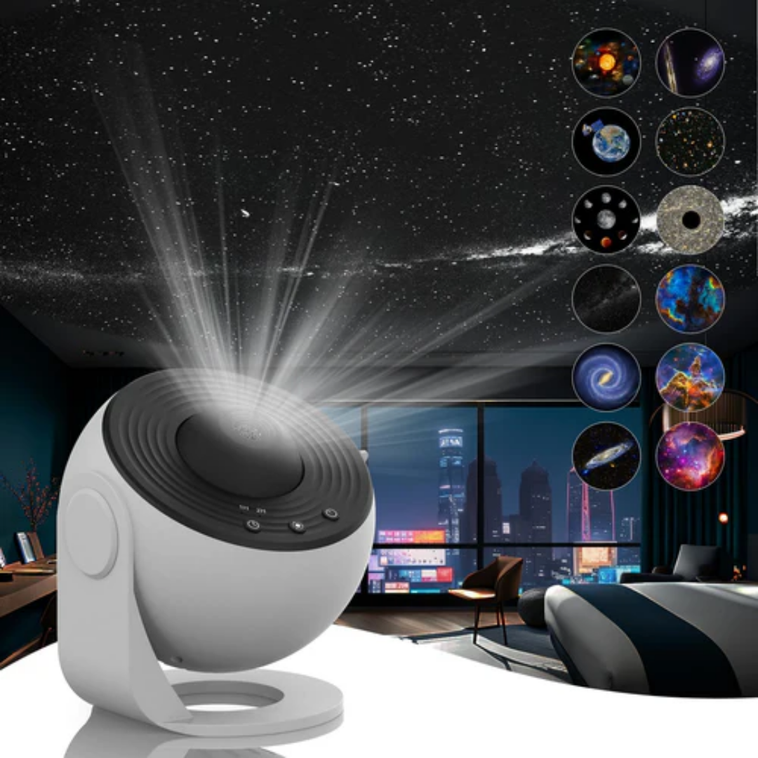 Galaxy Projector Starry Sky with 12 HD Motif Discs 360 Degree Rotatable LED Adjustable Focus Timer for Bedroom and Home Cinema