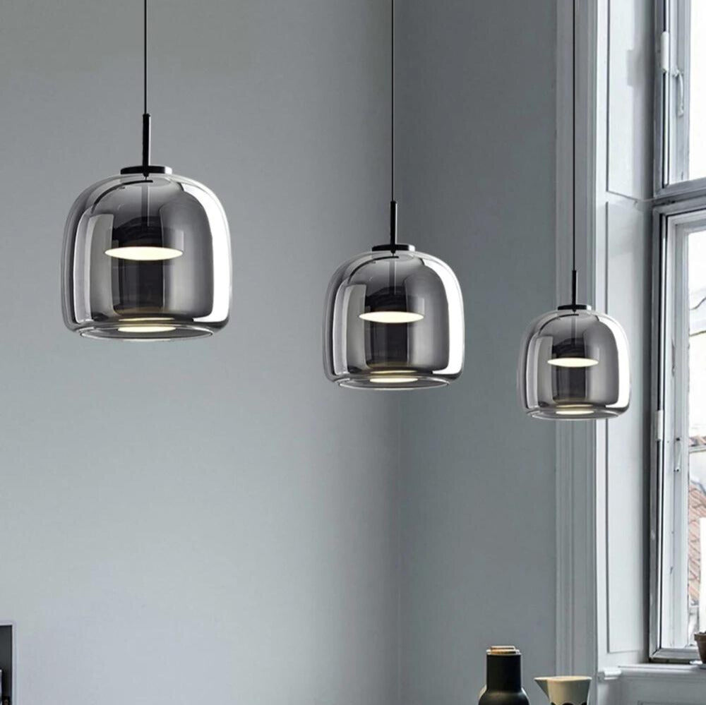 Bolania | Hängeleuchte - Style nordique - Schwarzer Glasschirm