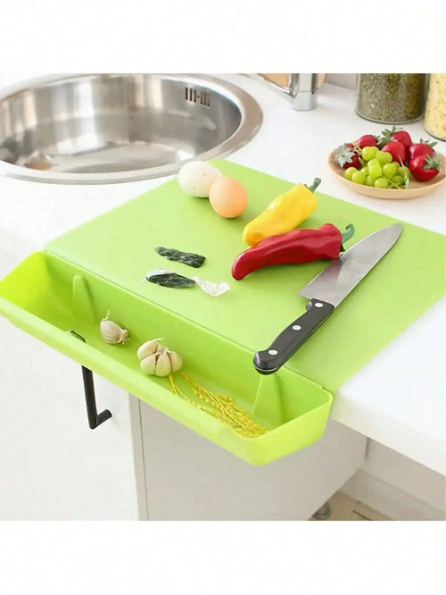 2 - in - 1 Schneidebrett mit Auffangschale und Clip - Halterung aus BPA - Freiem Kunststoff für die Küche - Bolania
