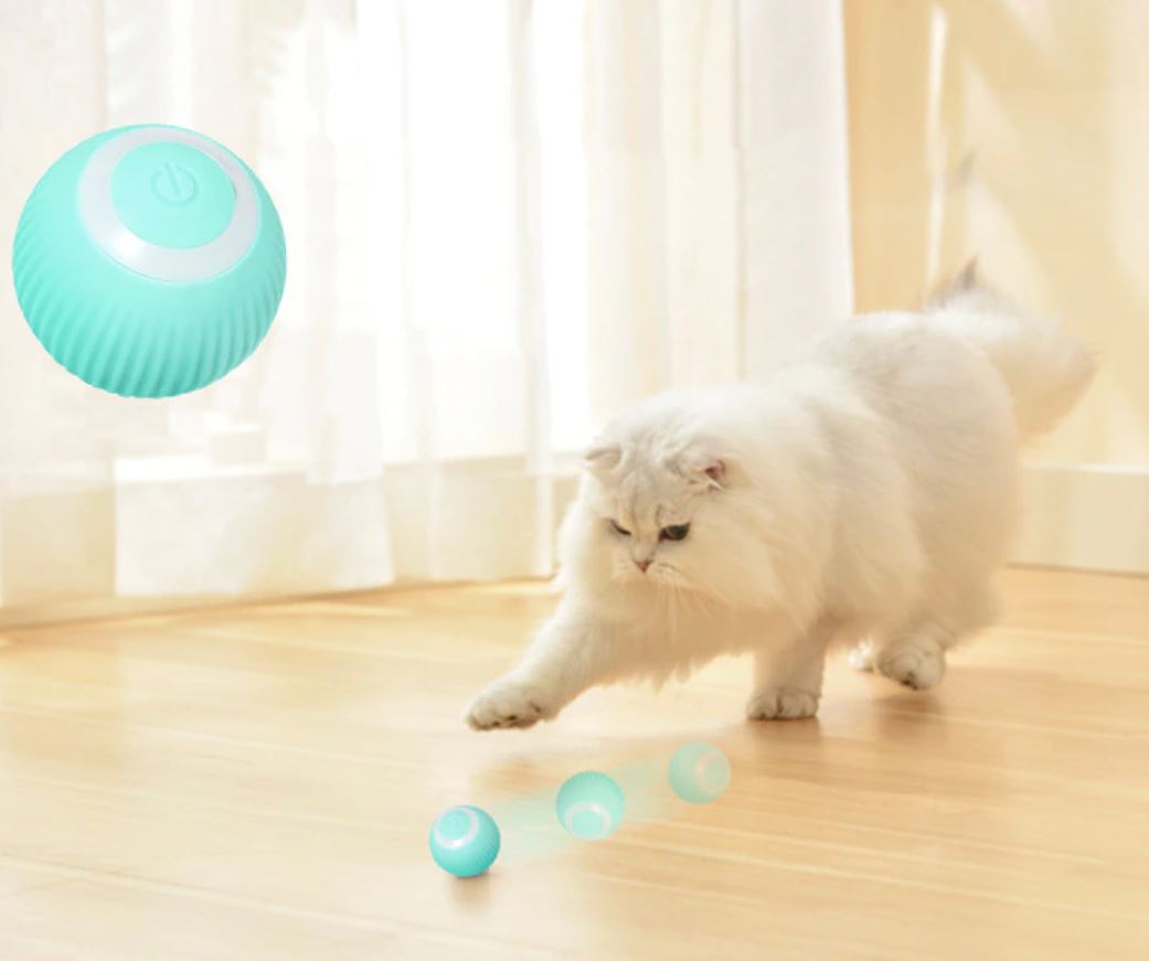 Interactive Self-Rolling Pet Ball for Cats and Puppies with LED Light USB Rechargeable Obstacle Sensor Automatic