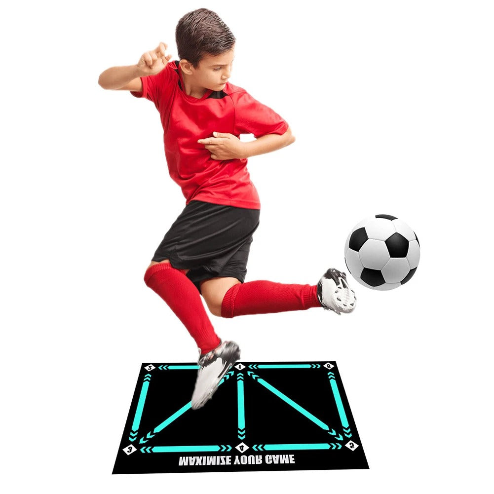 Non-slip rubber football training mat with numbered position markers, low-noise for ball control and footwork, 90 × 60 cm (35.4 × 23.6 in)