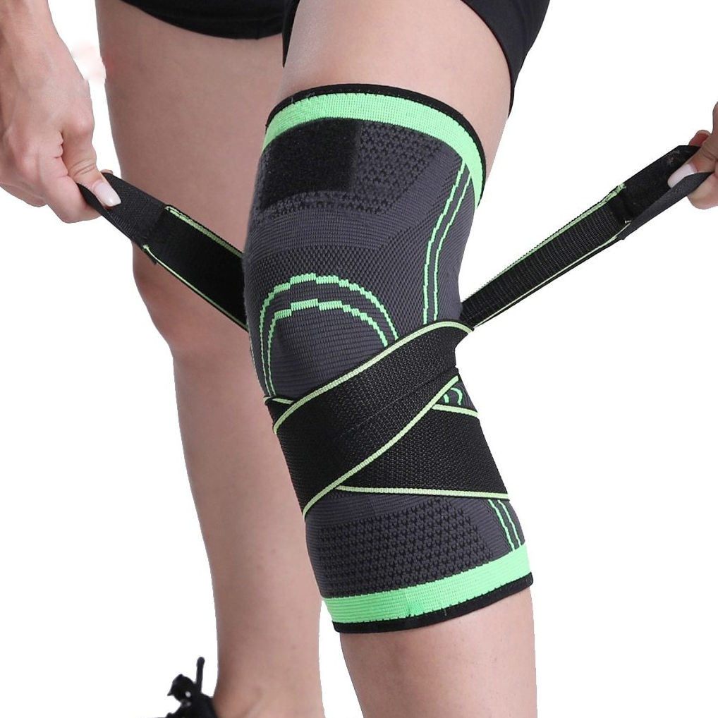 Compression Knee Brace Made of Elastic 3D Knitted Fabric with Adjustable Strap for Sports and Everyday Use