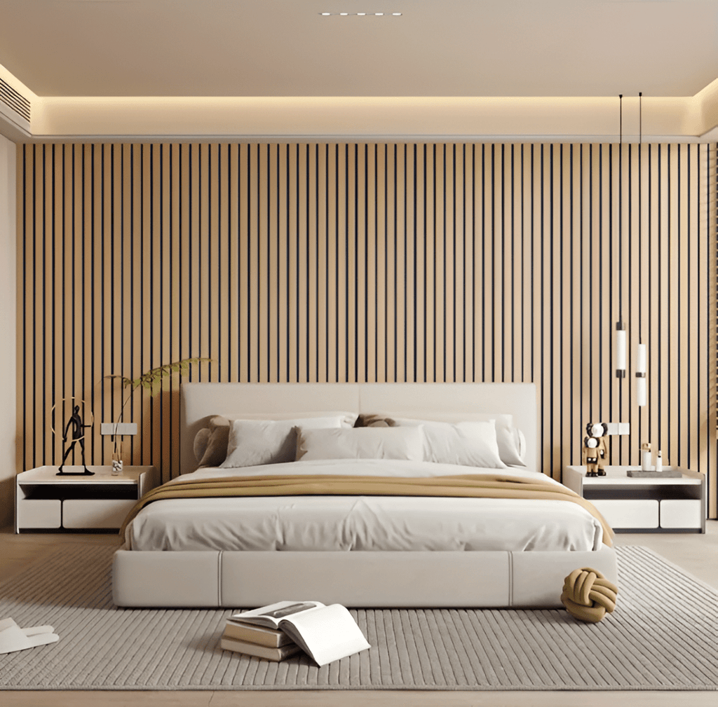 3D Wandverkleidung Selbstklebend in Holzlamellen-Optik aus PVC Wasserabweisend Rolle 40x300 cm (15.7 × 118.1 in) für Wohnzimmer und Schlafzimmer