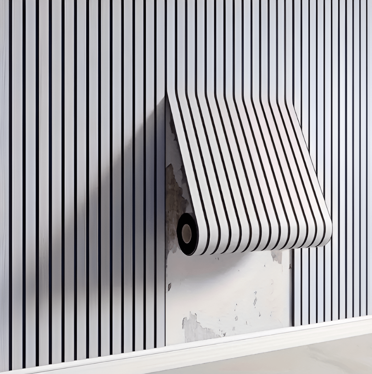 3D Wandverkleidung Selbstklebend in Holzlamellen-Optik aus PVC Wasserabweisend Rolle 40x300 cm (15.7 × 118.1 in) für Wohnzimmer und Schlafzimmer