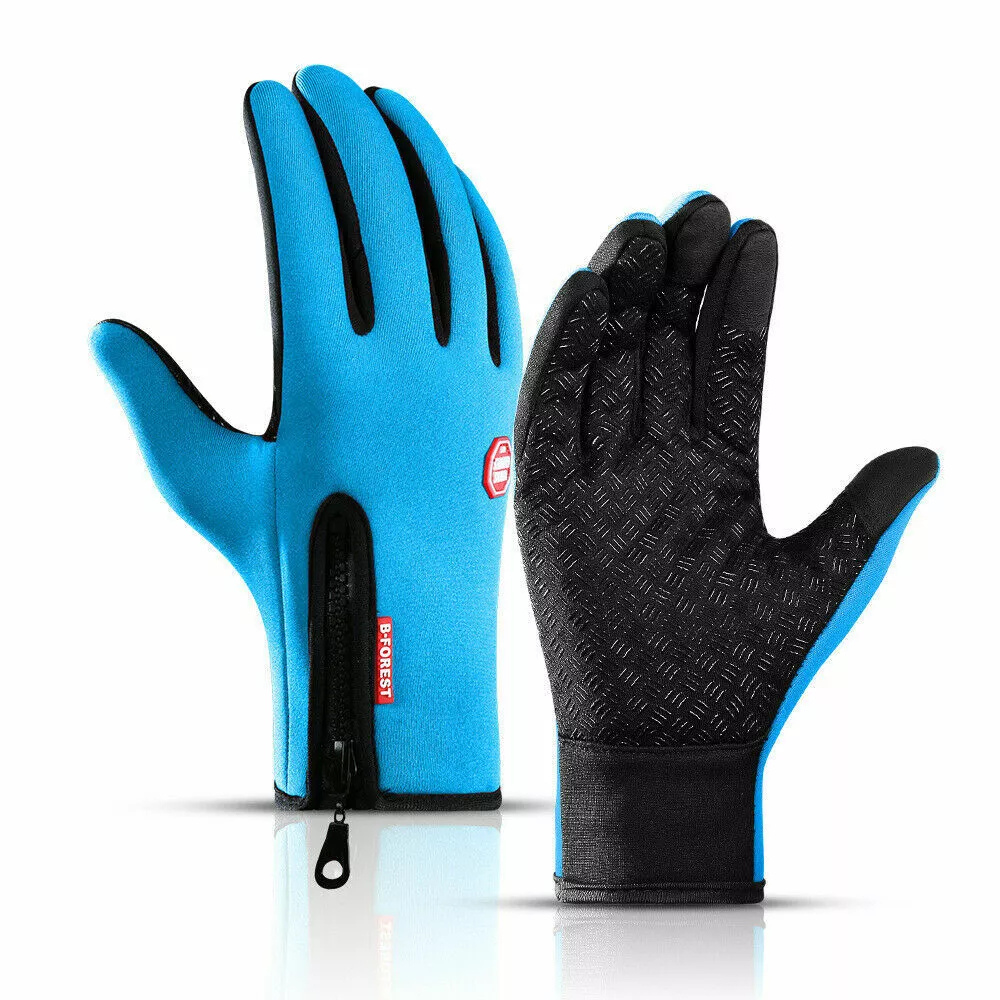 Thermohandschuhe Winddicht mit Touchscreen-Funktion, Silikongriff, Reißverschluss, Unisex