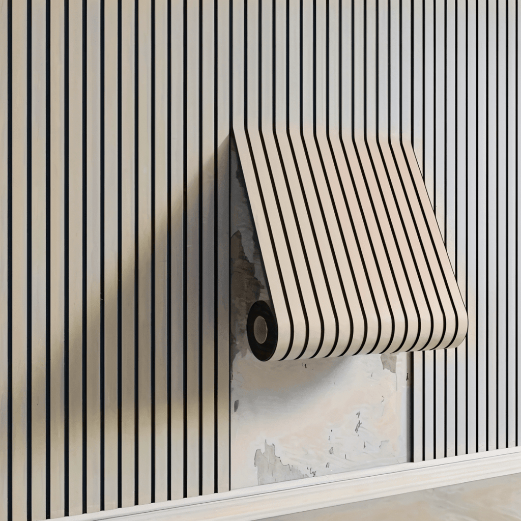 3D Wandverkleidung Selbstklebend in Holzlamellen-Optik aus PVC Wasserabweisend Rolle 40x300 cm (15.7 × 118.1 in) für Wohnzimmer und Schlafzimmer - Bolania