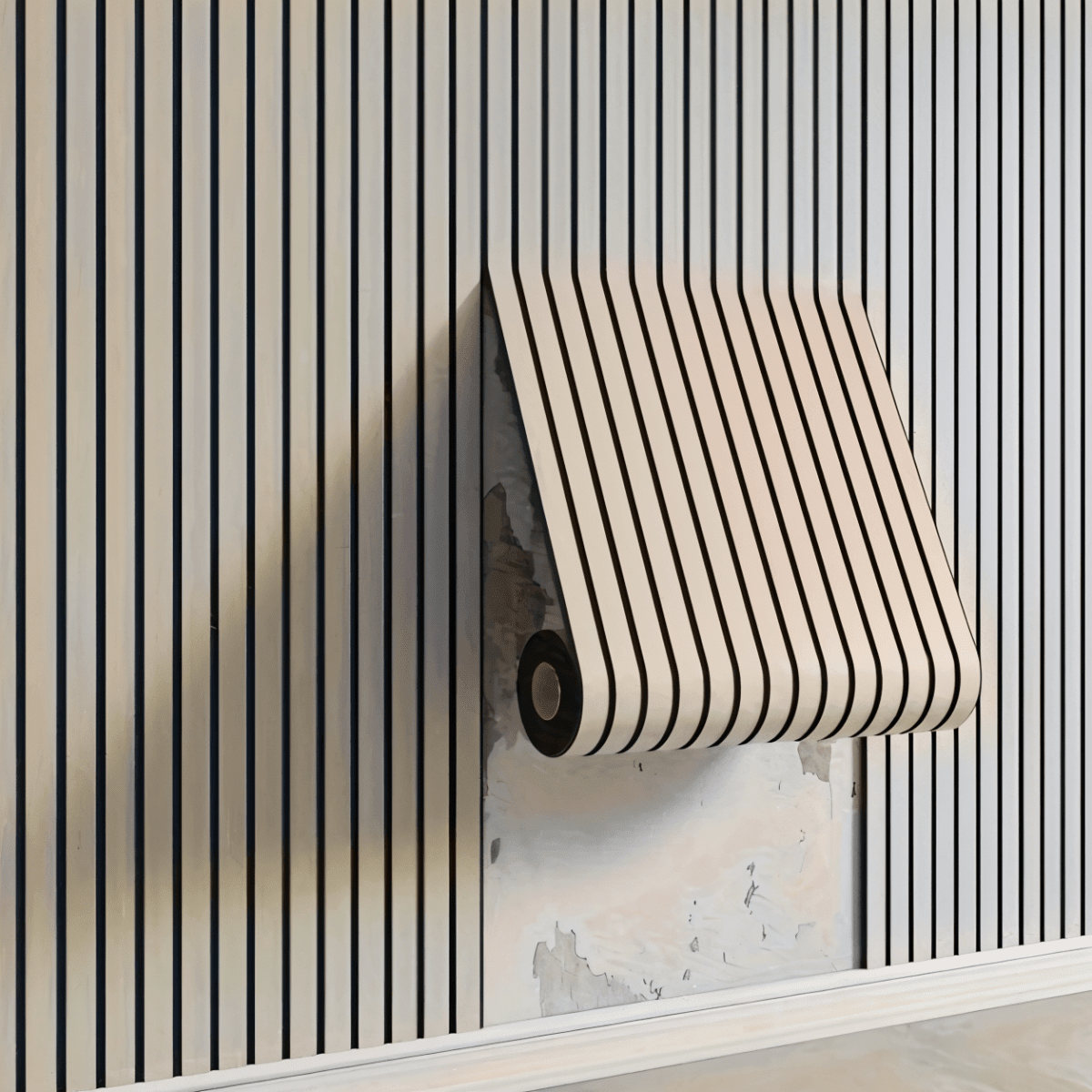 3D Wandverkleidung Selbstklebend in Holzlamellen-Optik aus PVC Wasserabweisend Rolle 40x300 cm (15.7 × 118.1 in) für Wohnzimmer und Schlafzimmer - Bolania