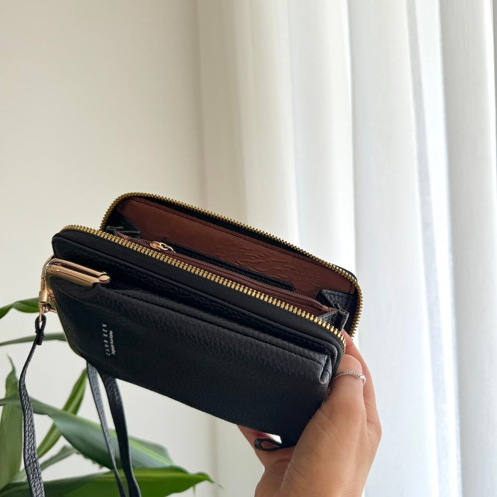Women's PU Leather Cross-Body Cell Phone Bag with Card Slots Detachable Shoulder Strap for Smartphones up to 6.5 in / 16.5 cm