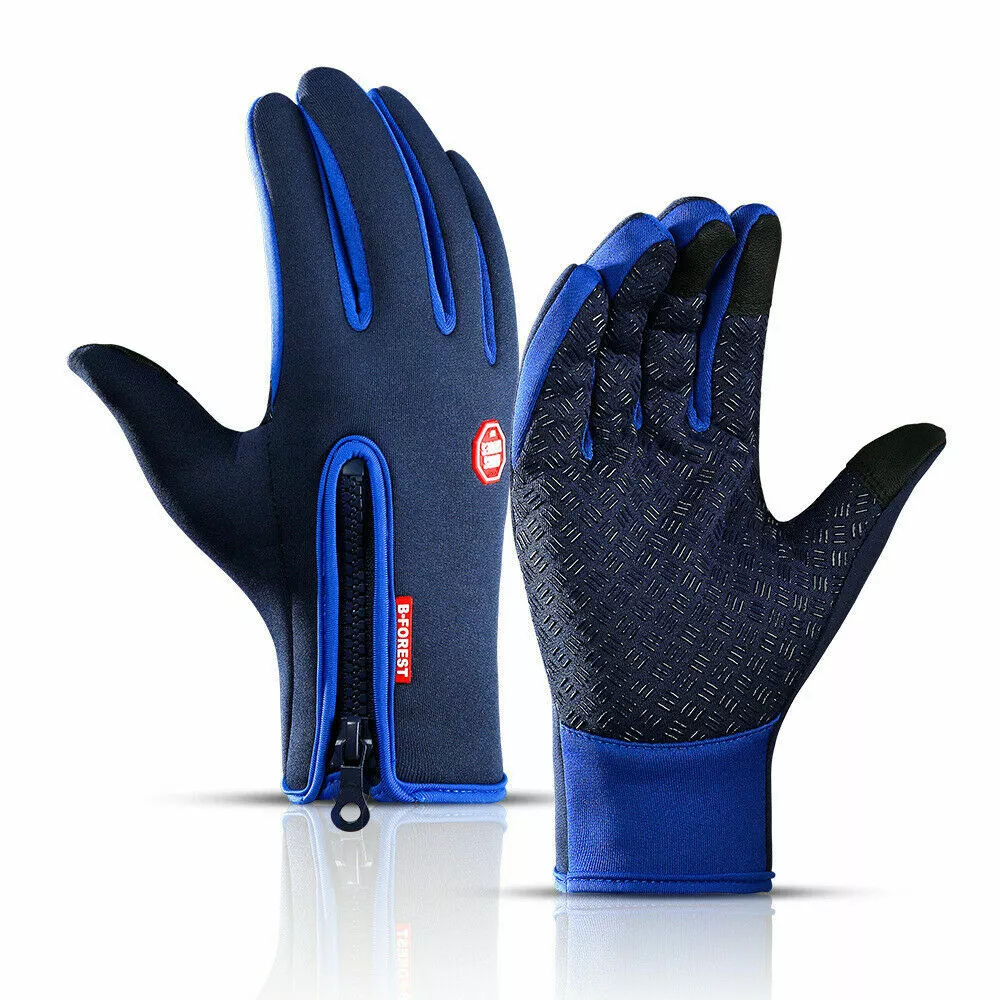 Thermohandschuhe Winddicht mit Touchscreen-Funktion, Silikongriff, Reißverschluss, Unisex