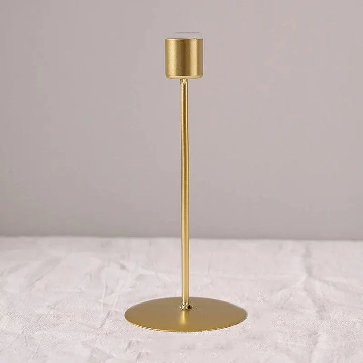 Metal Candlestick in Nordic Design Curved Stem Gold for Taper Candles Table and Shelf Decoration 15.5 cm (6.1 in)