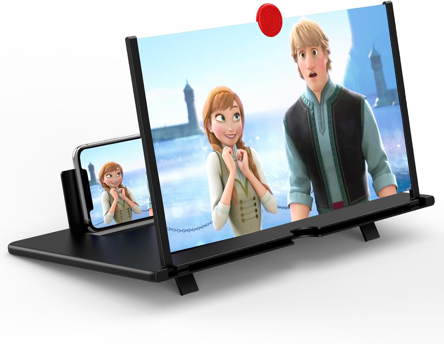 Smartphone Screen Magnifier, Foldable with 3D Acrylic Lens, Anti-Slip Stand, Battery-Free for Movies, Videos, and Mobile Gaming