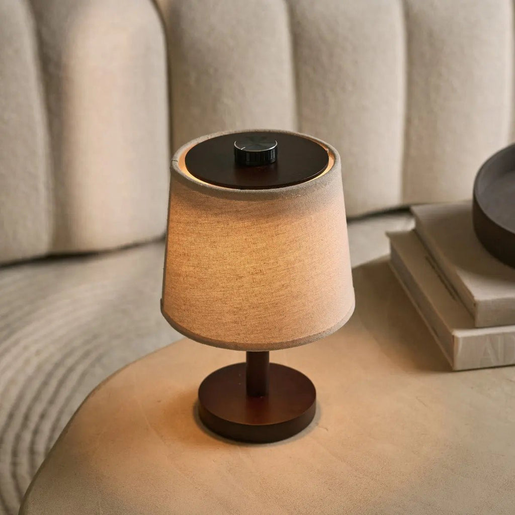 Bolania | Tischlampe - Dimmbare Minimalistische Lampe aus Holz - Wiederaufladbar