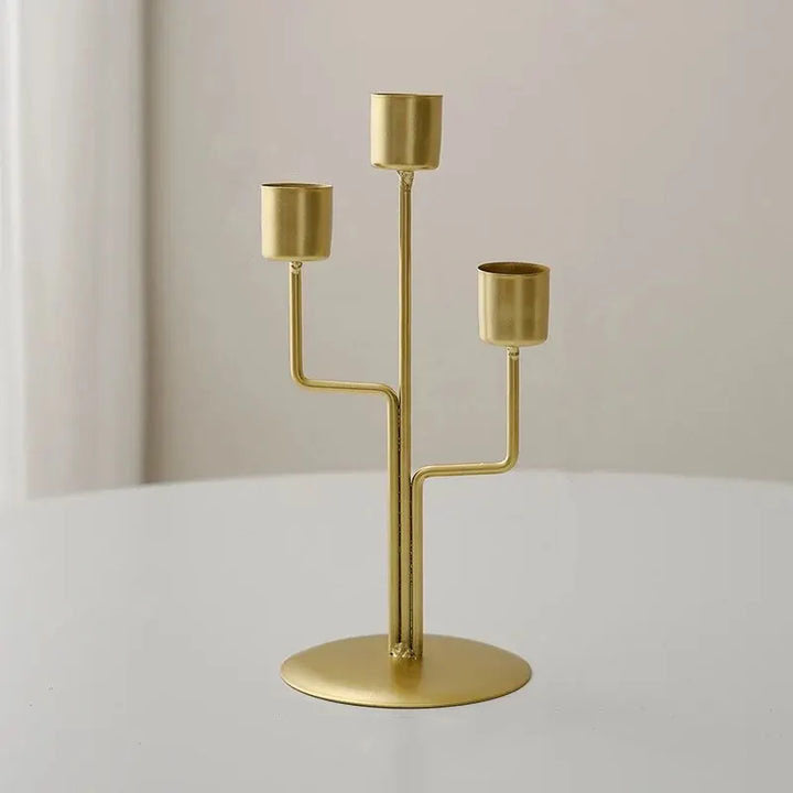 Metal Candlestick in Nordic Design Curved Stem Gold for Taper Candles Table and Shelf Decoration 15.5 cm (6.1 in)