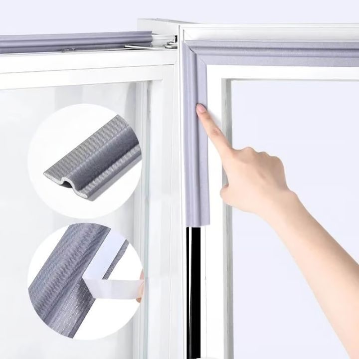 Self-Adhesive Silicone Weather Stripping for Drafts, Noise, and Dust for Windows and Doors, Set of 2