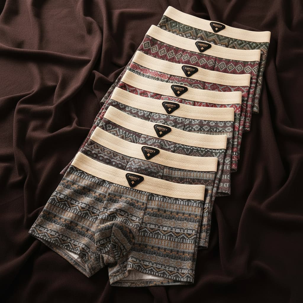Men's Cotton Blend Boxer Shorts with Knitted Pattern, Wide Waistband