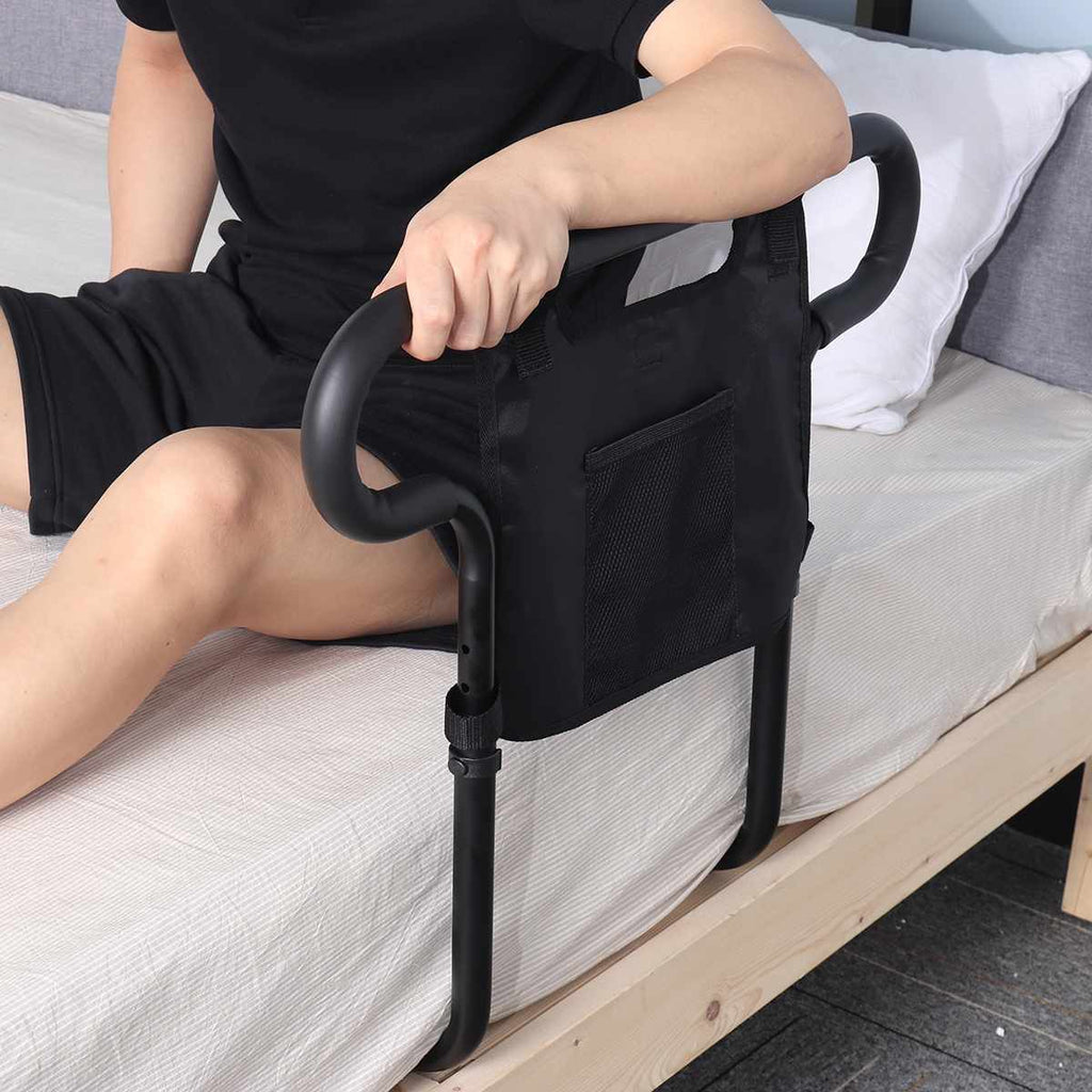 Seniors' Bed Rail with Storage Pouch, 136 kg Capacity, Height-Adjustable as Bed Assist Rail
