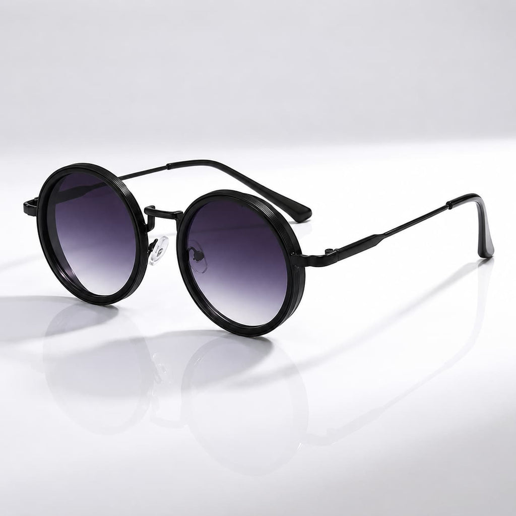 Round Polarized Sunglasses with UV400 Protection, Double Frame in Metal and Acetate