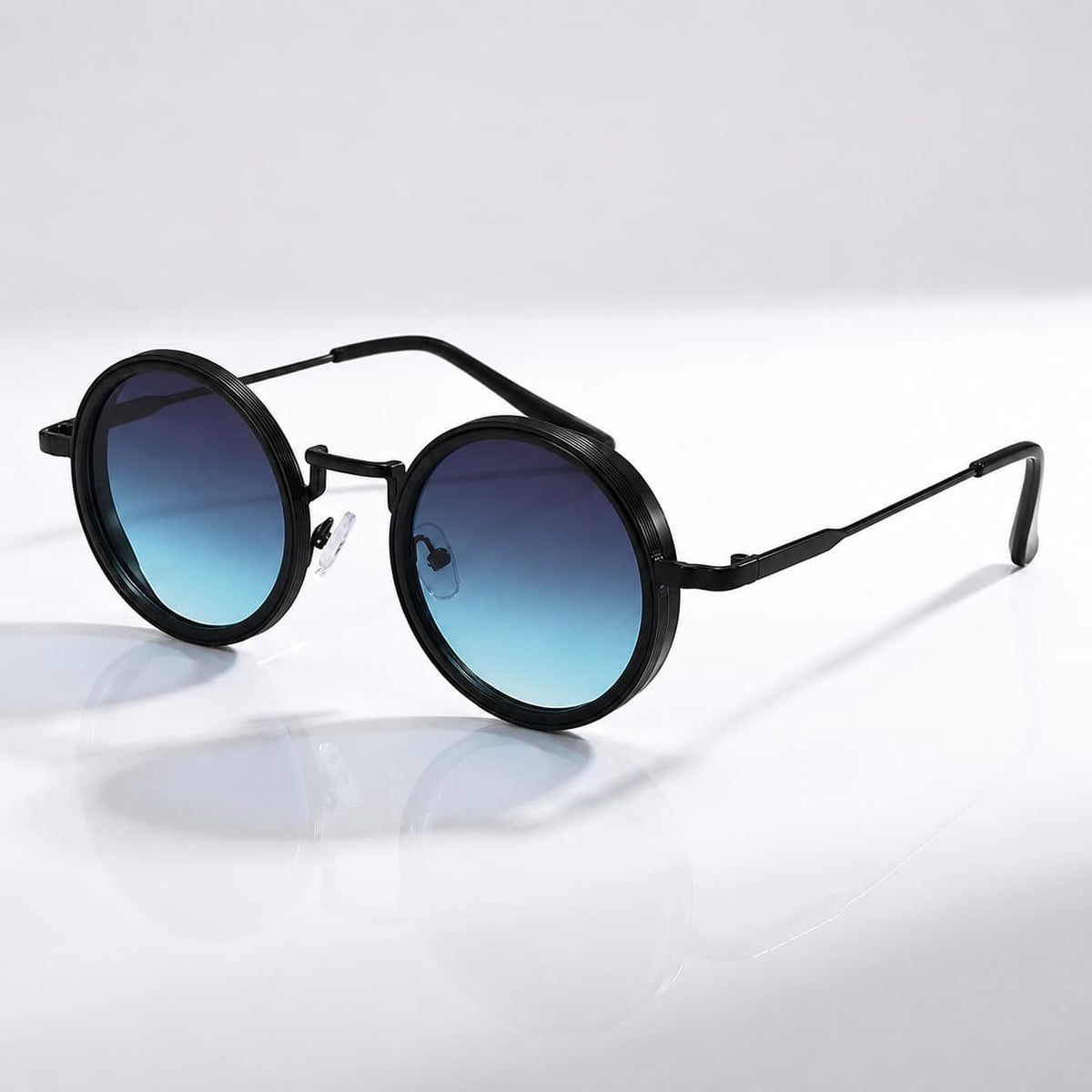 Round Polarized Sunglasses with UV400 Protection, Double Frame in Metal and Acetate