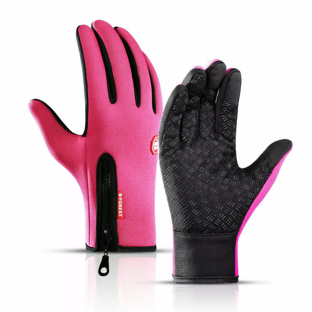 Thermohandschuhe Winddicht mit Touchscreen-Funktion, Silikongriff, Reißverschluss, Unisex