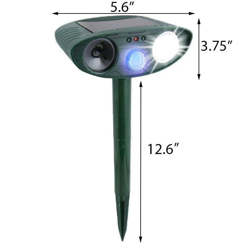 Solar Ultraschall-Tiervertreiber 2er-Set mit Bewegungssensor und Blinklicht Wetterfest für Garten Rasen und Beet
