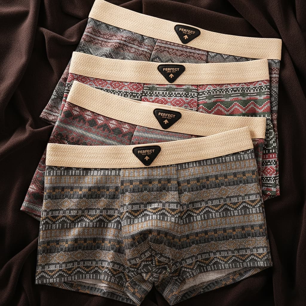 Men's Cotton Blend Boxer Shorts with Knitted Pattern, Wide Waistband