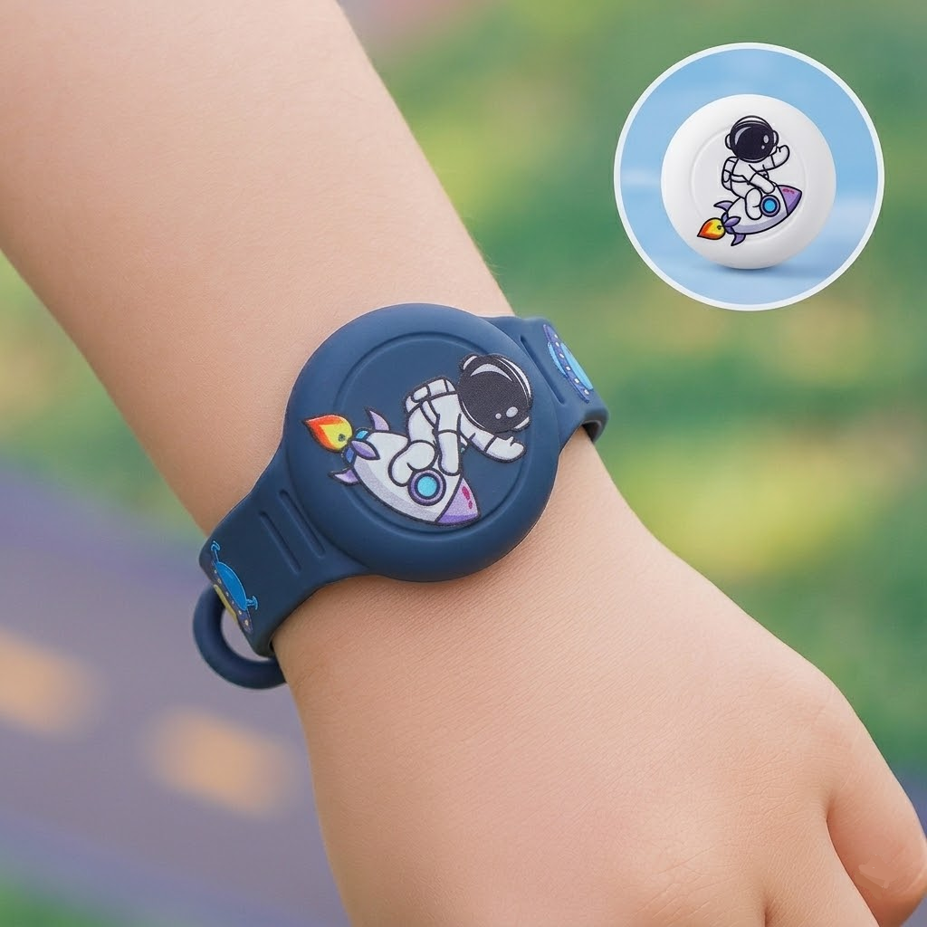 Children's AirTag Silicone Bracelet, Adjustable Holder with Cartoon Designs, Skin-Friendly and Washable