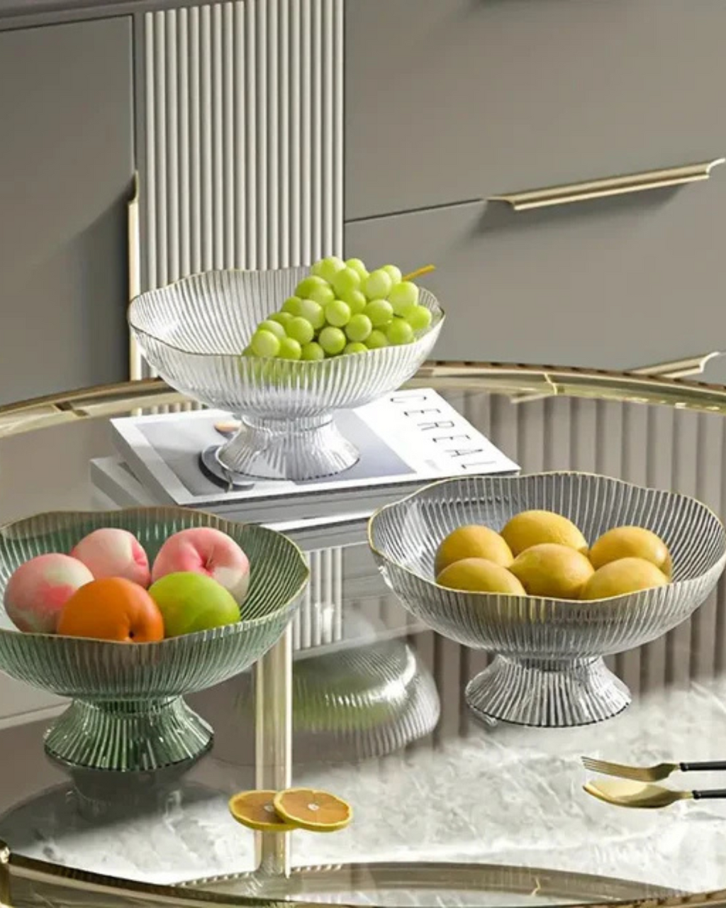 Aurélia Chic – Elegante Obstschale mit Goldakzent