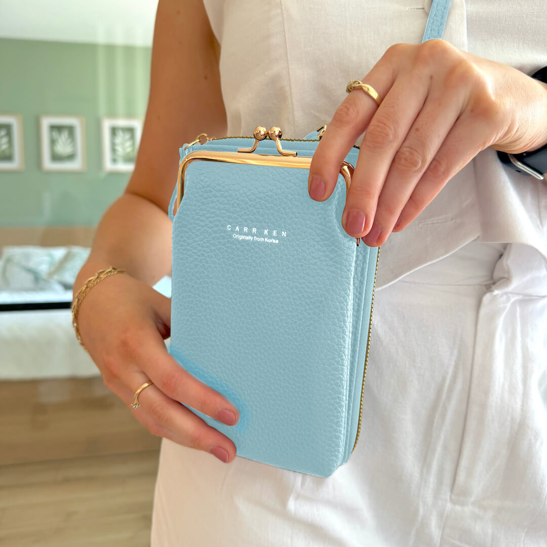 Women's PU Leather Cross-Body Cell Phone Bag with Card Slots Detachable Shoulder Strap for Smartphones up to 6.5 in / 16.5 cm