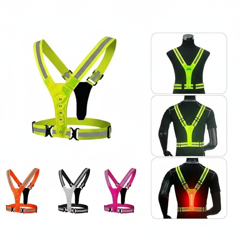 LED Running Vest Adjustable with 3 Light Modes Reflective Strips and USB Charging for Safe Training in the Dark