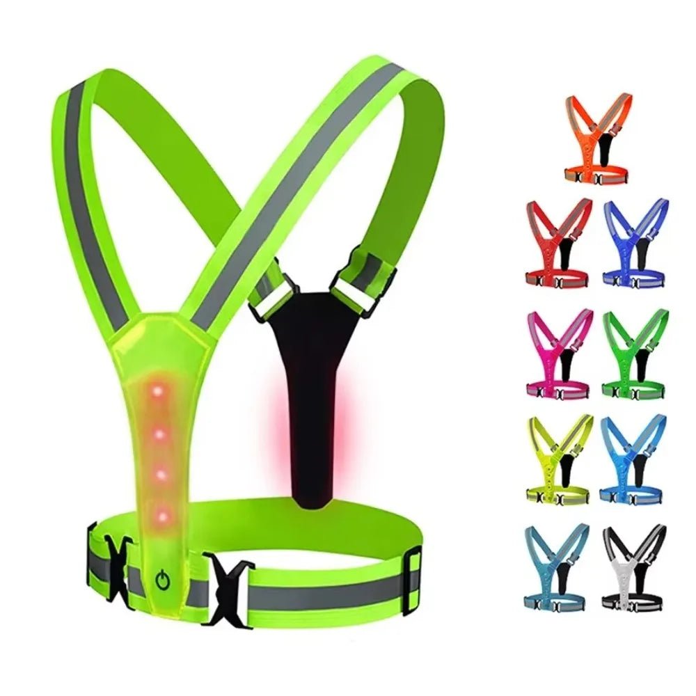 LED Running Vest Adjustable with 3 Light Modes Reflective Strips and USB Charging for Safe Training in the Dark