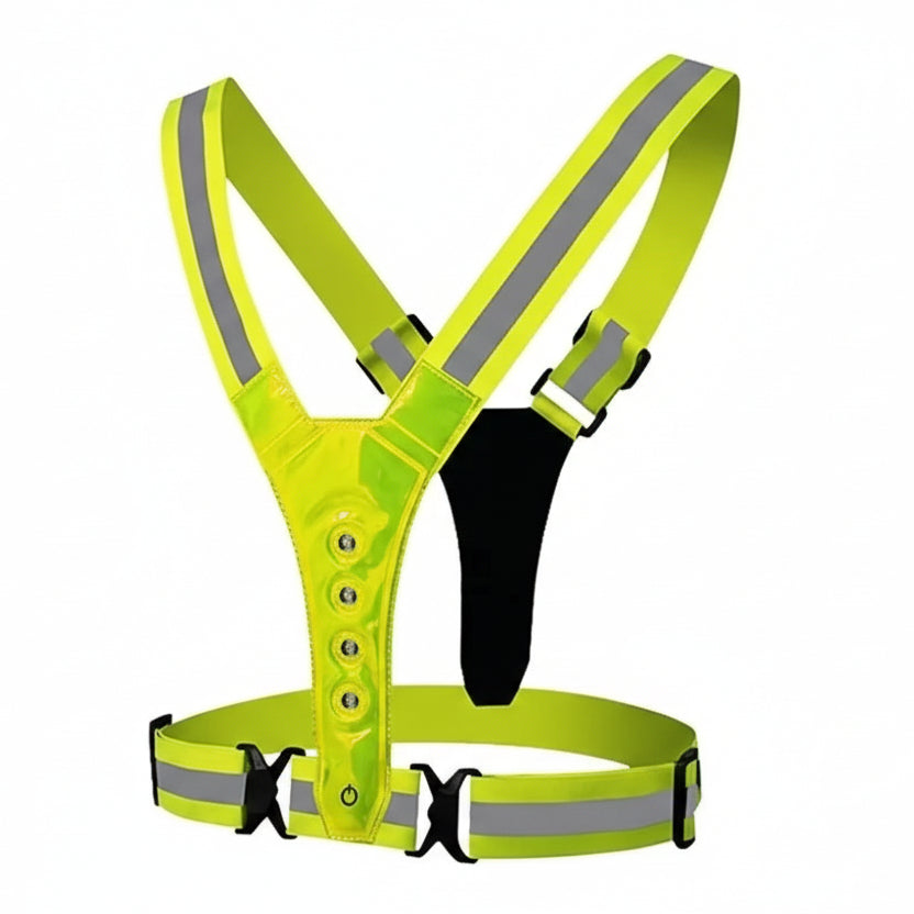 LED Running Vest Adjustable with 3 Light Modes Reflective Strips and USB Charging for Safe Training in the Dark