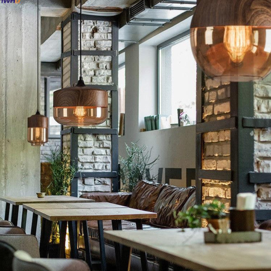 Bolania | Hängeleuchte - Skandinavisches Holz mit getöntem Glas