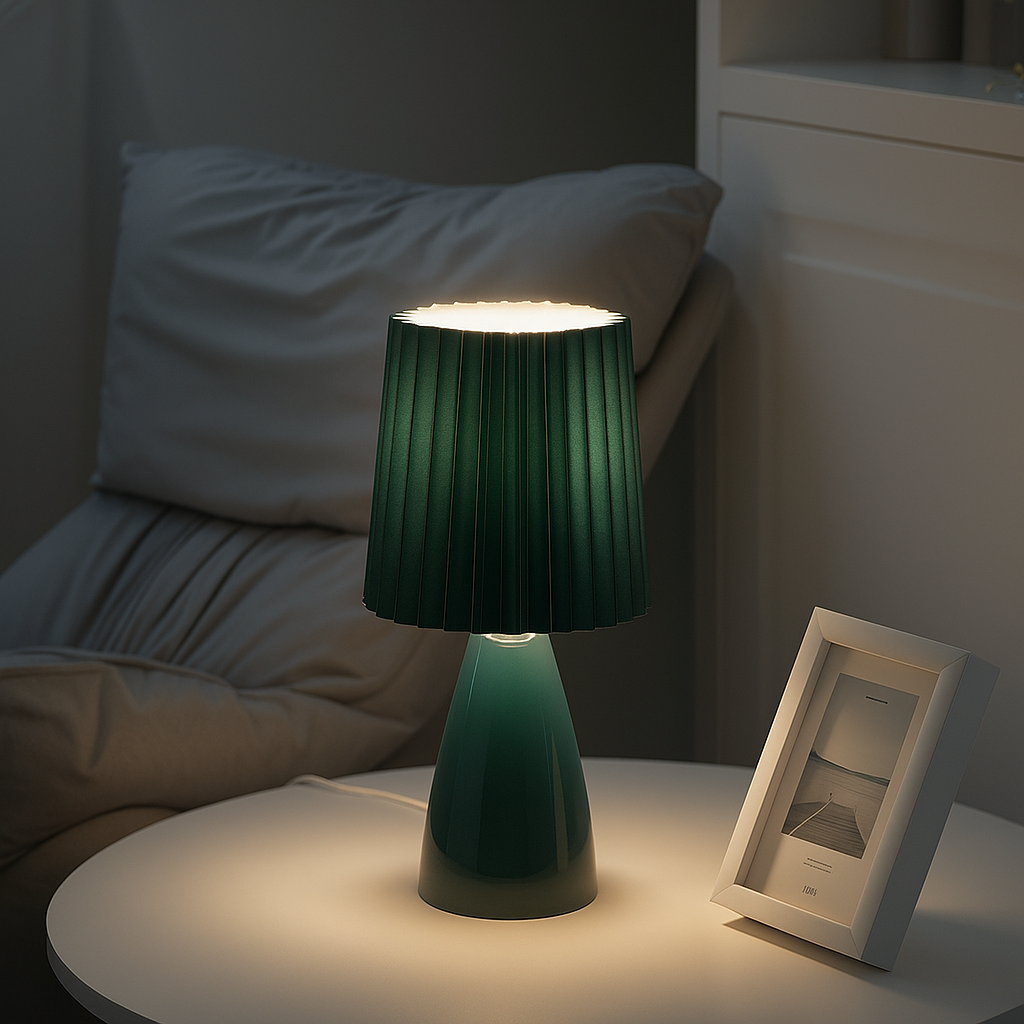 Bolania | Tischleuchte - Mid-Century - Plissierter Schirm & LED-Beleuchtung