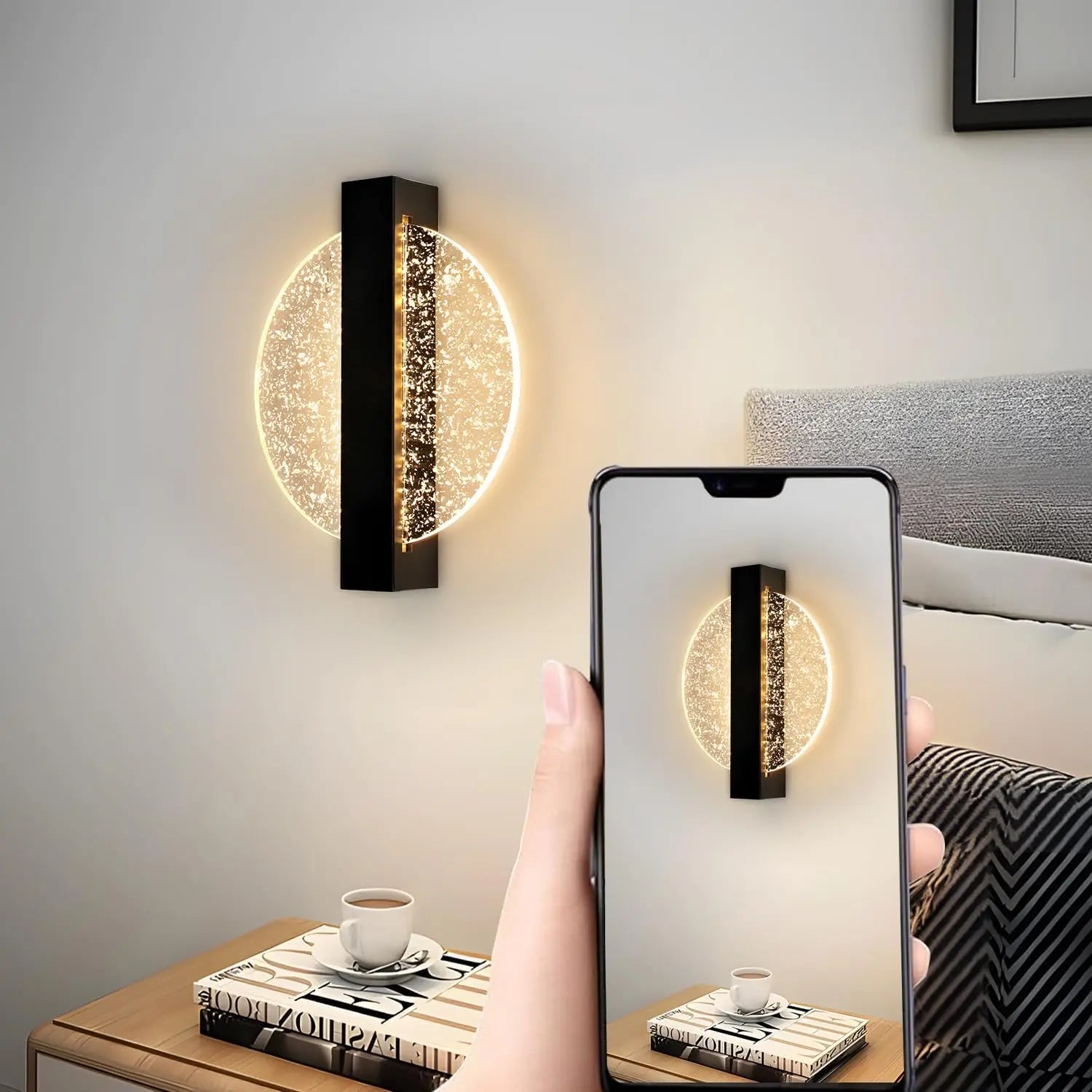 Bolania | Wandleuchte - Rundes Blattsilberdesign - Warmes, gemütliches Licht