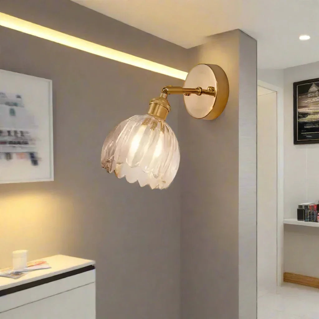 Bolania | Wandleuchte - Style rétro - Schirm Glas Tulpenknospe Blume