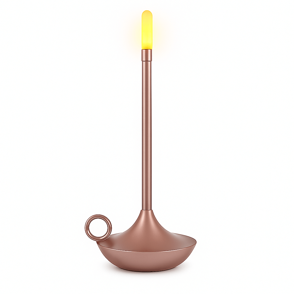 Bolania | Kerze - Elegante Tischlampe aus Metall und Glas - Schickes Ambiente