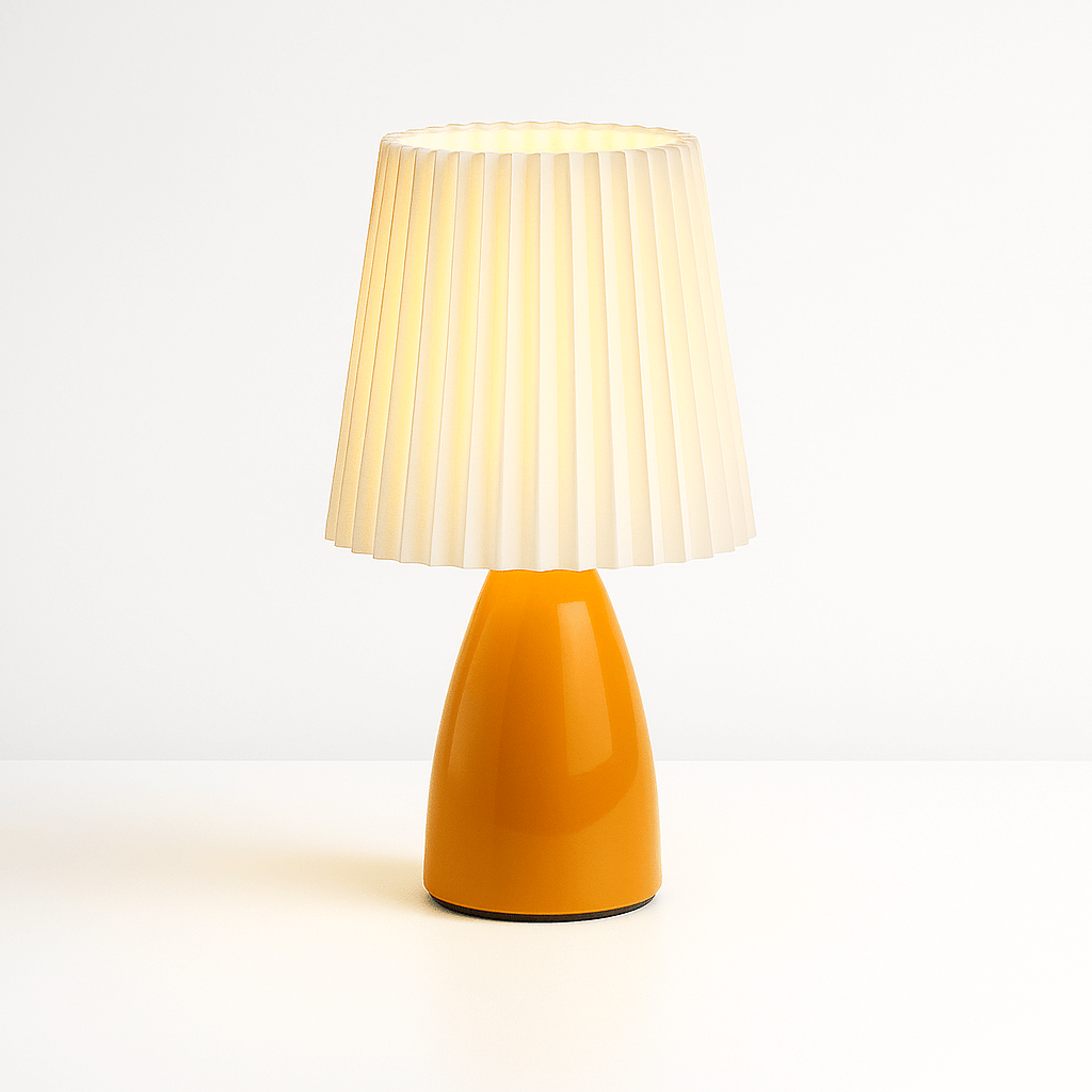 Bolania | Tischleuchte - Mid-Century - Plissierter Schirm & LED-Beleuchtung