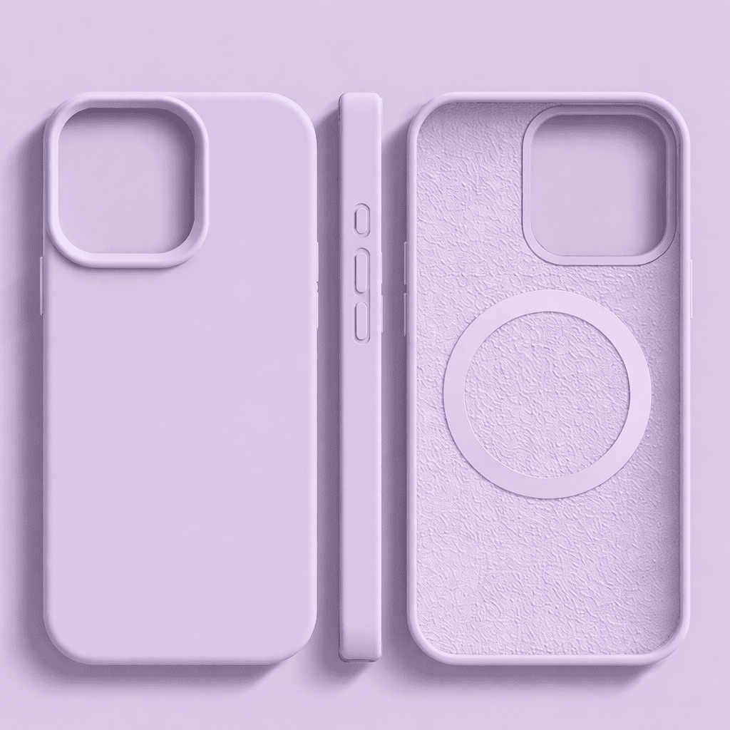 Silicone Protective Case for iPhone MagSafe Compatible with Soft-Touch Surface and Microfiber Interior Slim Shock-Absorbing