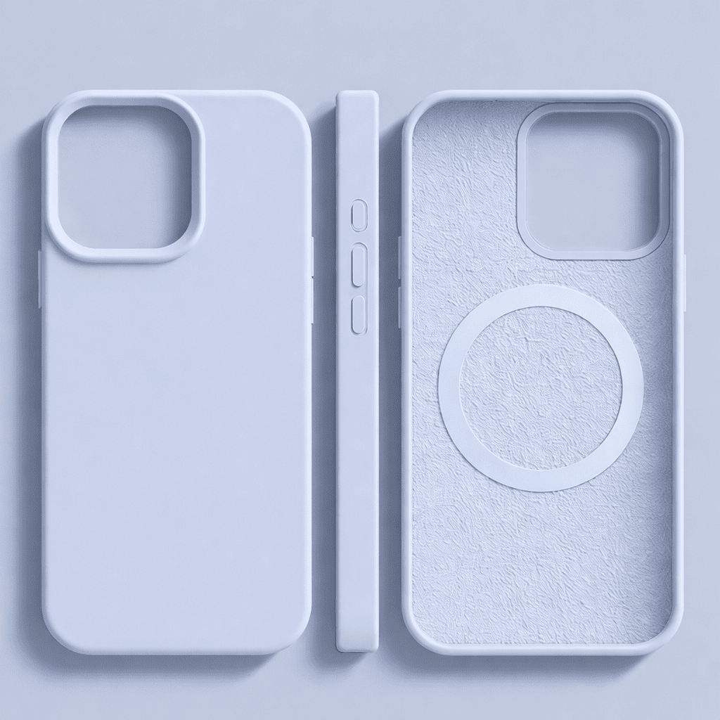 Silicone Protective Case for iPhone MagSafe Compatible with Soft-Touch Surface and Microfiber Interior Slim Shock-Absorbing