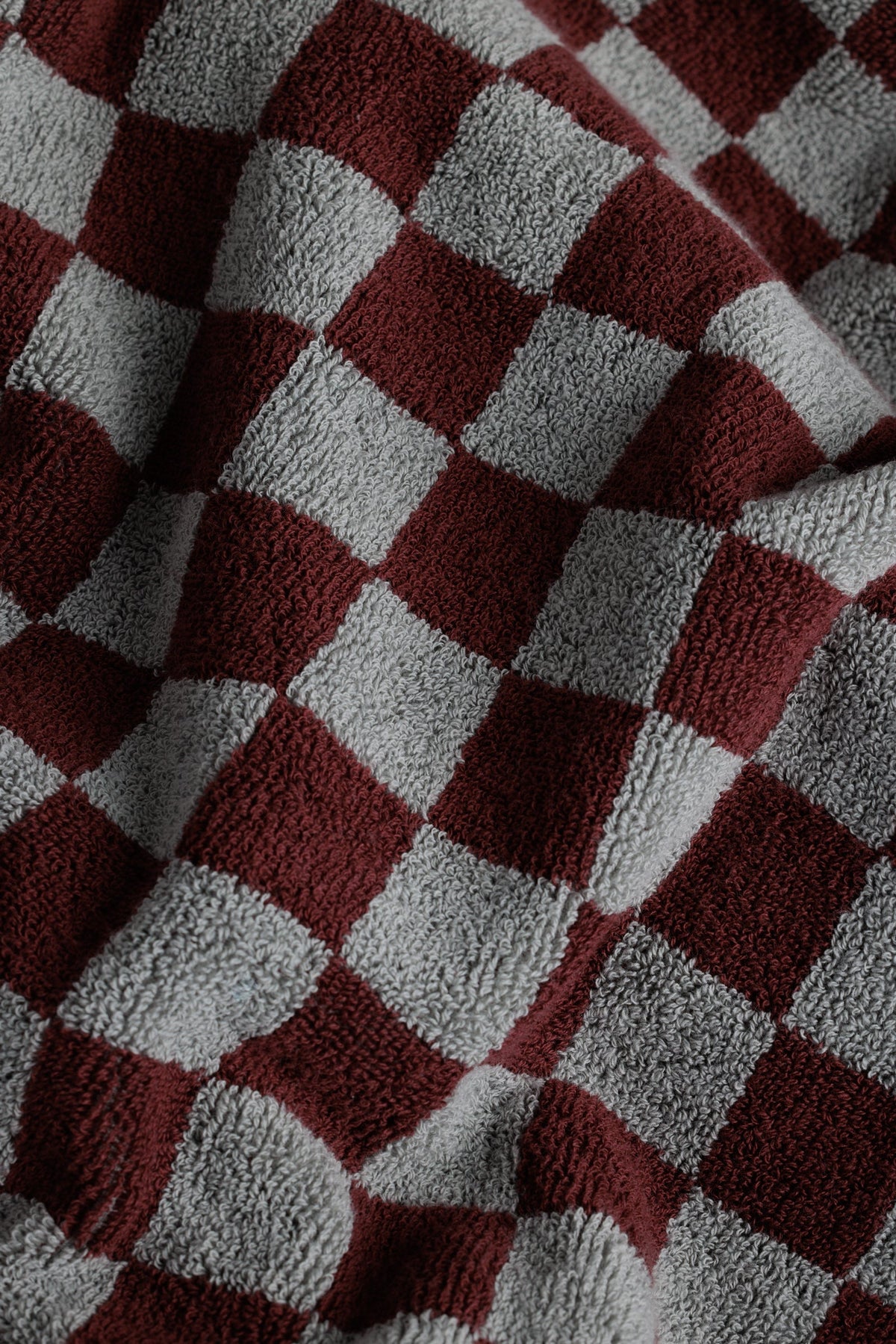 Organic Cotton Beach Towel with Checkerboard Pattern, Heavy Terry Quality, Absorbent