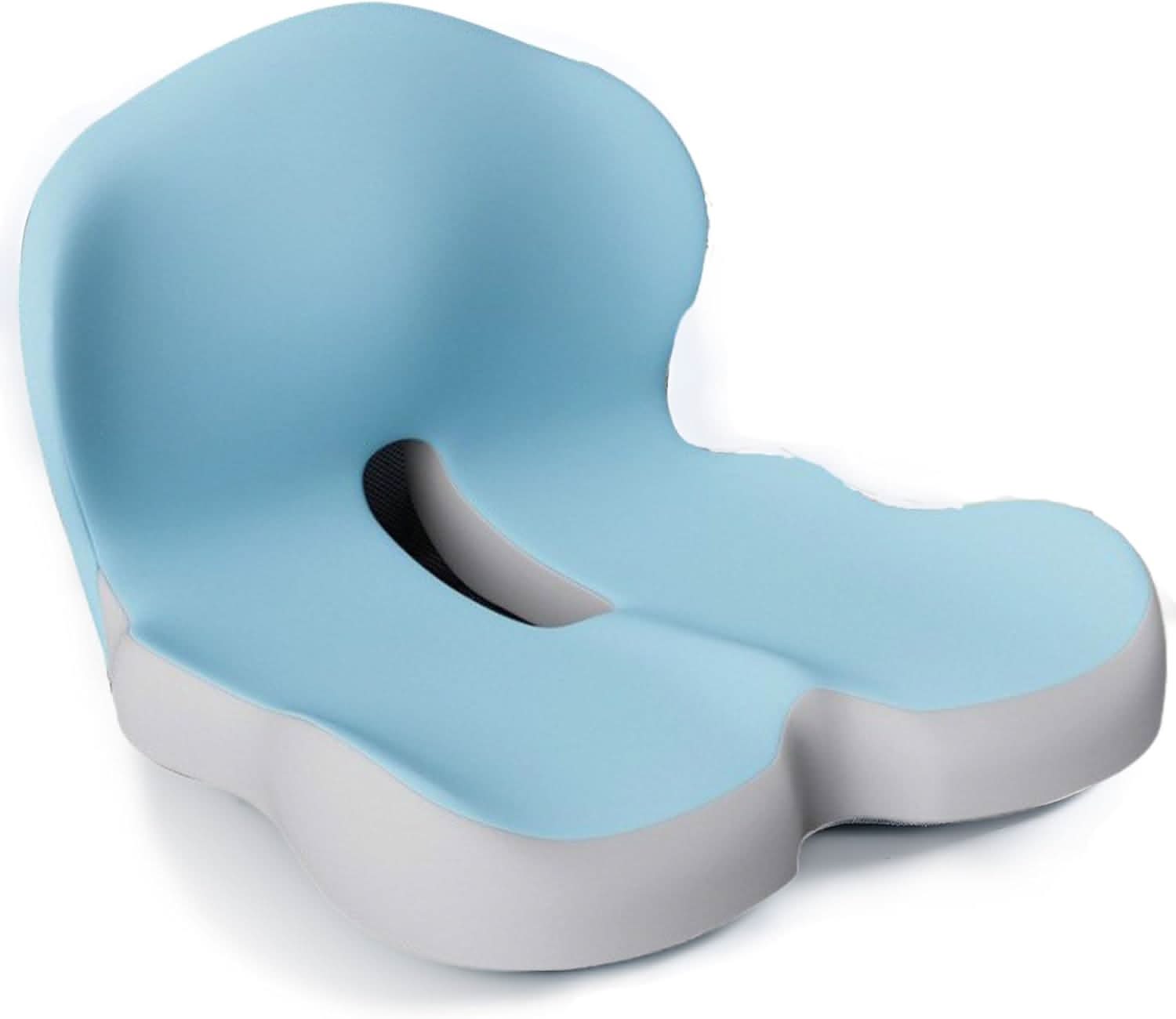 Ergonomic Memory Foam Seat Cushion with Coccyx Cut-out, Removable Cover for Office, Car, and Home