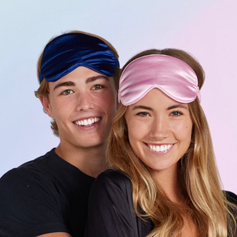 100% Mulberry Silk Sleep Mask, Contoured Eye Mask with Elastic Strap, Lightweight and Breathable