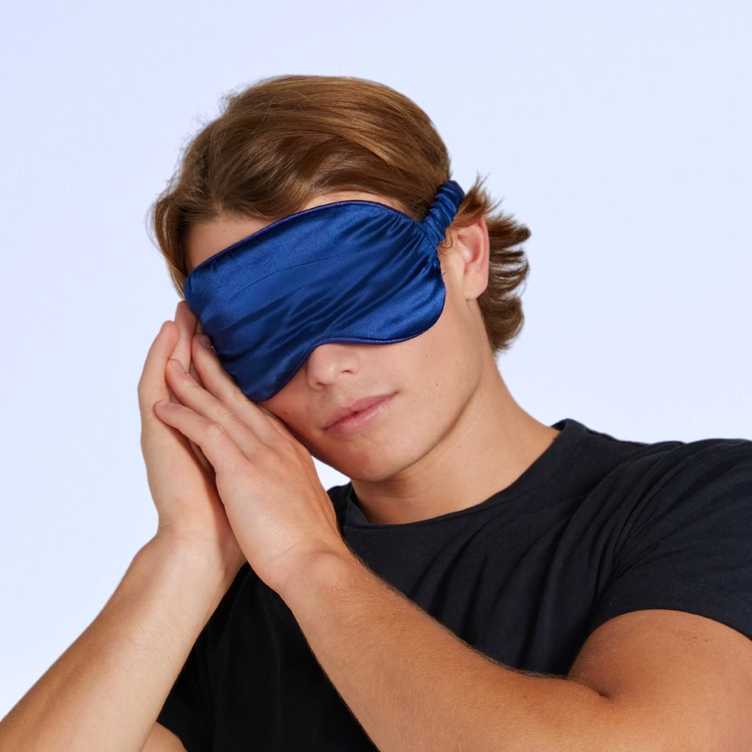 100% Mulberry Silk Sleep Mask, Contoured Eye Mask with Elastic Strap, Lightweight and Breathable