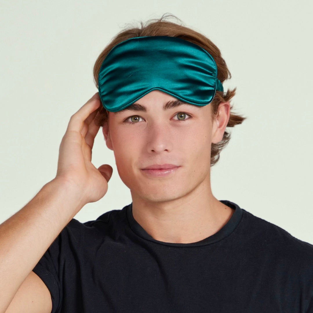 100% Mulberry Silk Sleep Mask, Contoured Eye Mask with Elastic Strap, Lightweight and Breathable