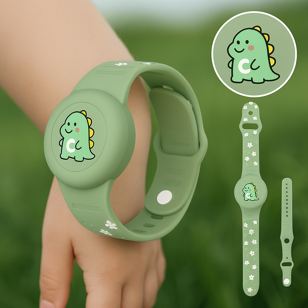 Children's AirTag Silicone Bracelet, Adjustable Holder with Cartoon Designs, Skin-Friendly and Washable