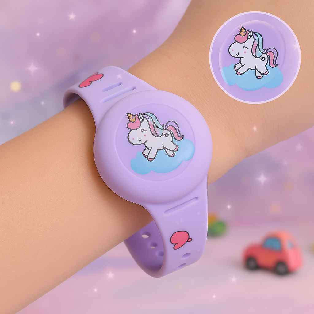 Children's AirTag Silicone Bracelet, Adjustable Holder with Cartoon Designs, Skin-Friendly and Washable