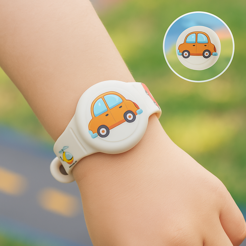 Children's AirTag Silicone Bracelet, Adjustable Holder with Cartoon Designs, Skin-Friendly and Washable